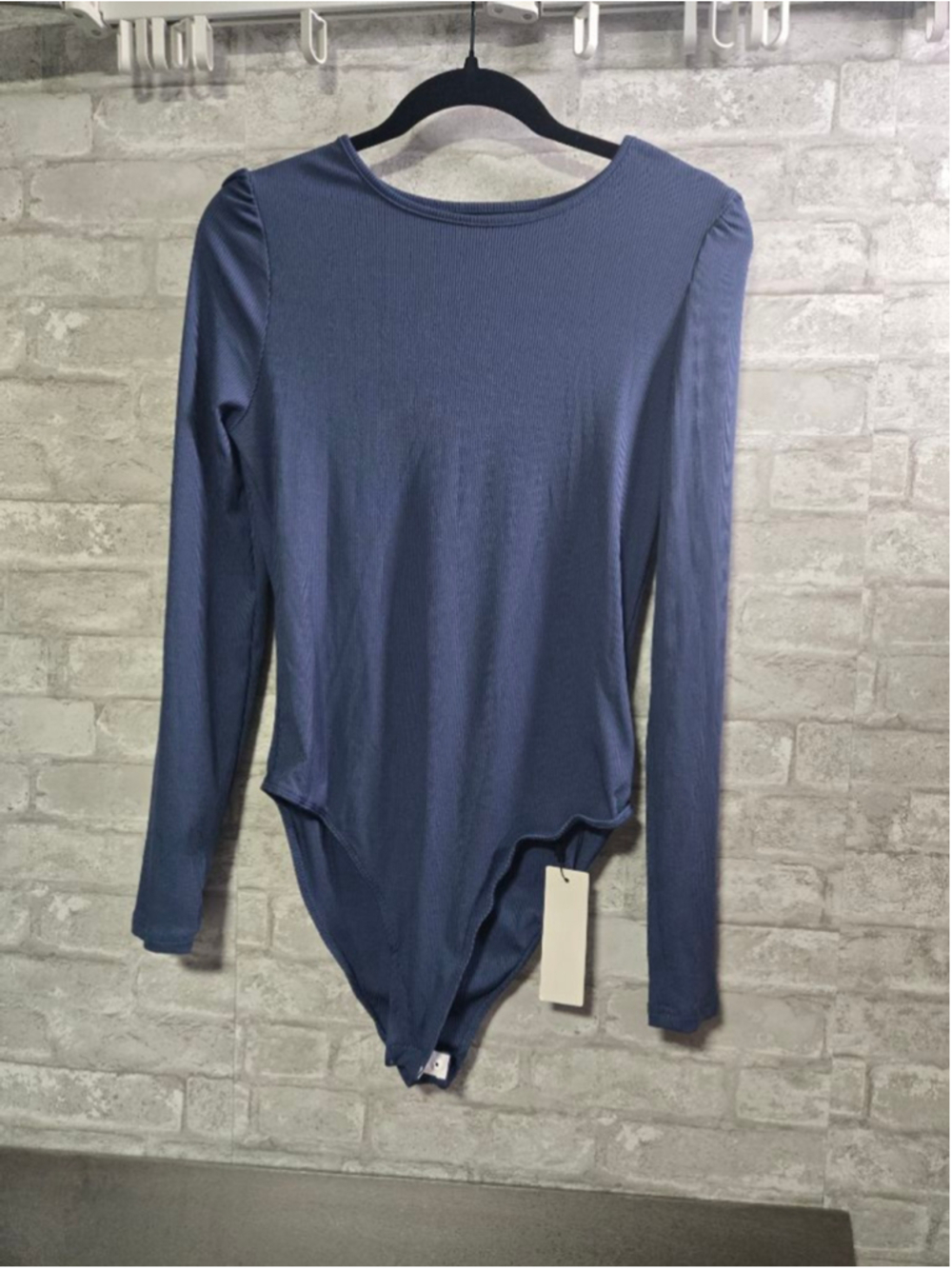 YOZY Blue Ribbed Long Sleeve Bodysuit Size 10